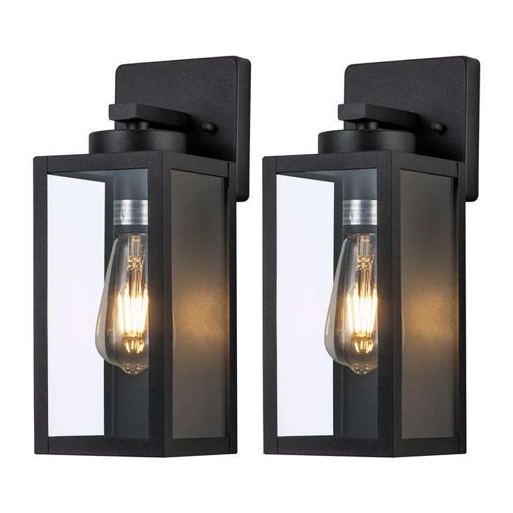 two outdoor lights with one light on each side