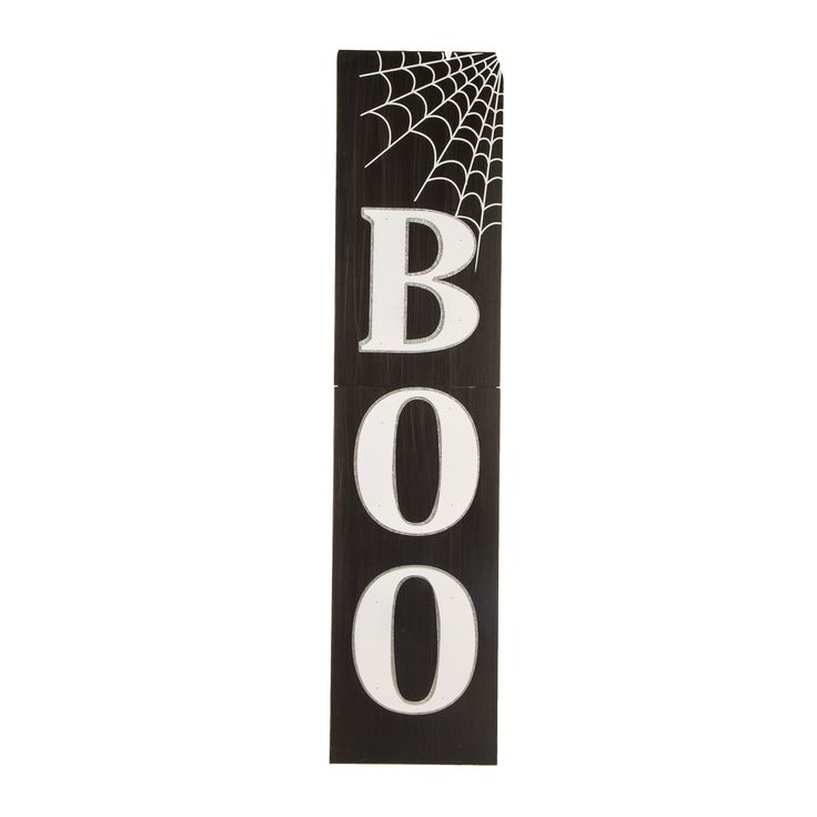 a black and white bookmark with the word boo on it