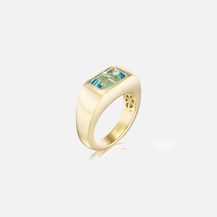 Akaila Reid Gypset Ring, Aquamarine at At Present Jewelry Pinky Signet Ring, Average Body, When You See It, Ring Size Guide, Wide Bands, Signet Ring, Rings Statement, Aquamarine, Statement Pieces