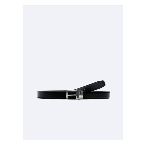 REVERSIBLE LEATHER BELT Modern Black Belt With Rectangular Buckle, Modern Business Belts, Leather Belts With Buckle Closure For Office, Modern Belts With Rectangular Buckle For Business, Leather Belt With Buckle Closure For Office, Sleek Leather Belt Buckles For Workwear, Leather Belt With Buckle For Workwear, Leather Belt With Buckle Closure For Work, Black Formal Belt With Buckle Closure