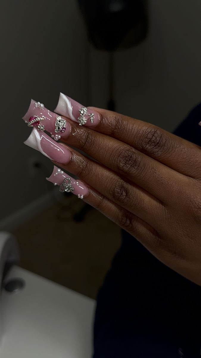 Duck Nail Inspo 2023, Subtle Duck Nails, Baddie Duck Nails, Duck Nails Pink, Duck Nail Ideas, Hello Kitty Acrylic Nails, Duck Nails Acrylic, Birthday Nail, Classy Acrylic