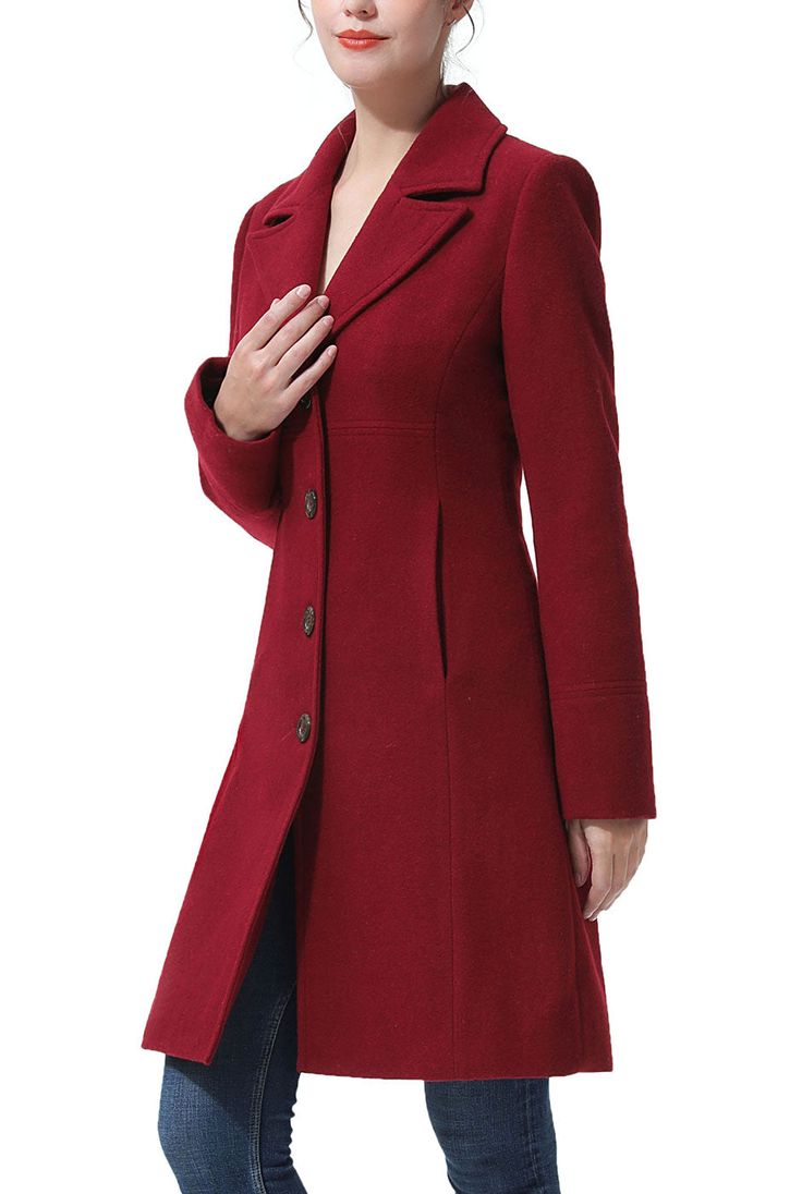 Kimi + Kai Women's "Joann" Wool Walking Coat – kimi + kai Casual Fitted Wool Coat, Office Wool Coat With Notch Lapel And Double Button, Classic Wool Coat With Hidden Button Closure For Fall, Elegant Fitted Single Breasted Wool Coat, Collared Pea Coat With Buttons For Office, Tailored Pea Coat With Buttons And Lapel Collar, Wool Pea Coat With Double Button Closure For Office, Elegant Tailored Wool Coat With Pockets, Elegant Pea Coat With Pockets For Business Casual