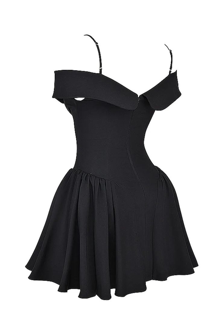 Why You'll Love It The Black Off Shoulder Backless Mini Dress features a stylish slash neck design and a flattering A-line silhouette. Made from a blend of polyester and spandex, this dress offers both comfort and a chic look for various occasions. Features Elasticity: Slight Stretch Pattern Type: Solid Fit Type: Slim Silhouette: A-Line Neckline: Slash Neck Decoration: Backless Material: Polyester, Spandex Closure Type: Zipper Off-shoulder Lined Mini Dress For Party, Black A-line Mini Dress For Club, Stretch Off-shoulder Elastane Mini Dress, Stretch Off-shoulder Mini Dress In Elastane, Stretch Elastane Off-shoulder Mini Dress, Lined Off-shoulder Evening Mini Dress, Black Off-shoulder Corset Dress For Summer, Flirty Black A-line Mini Dress, Evening Off-shoulder Lined Mini Dress