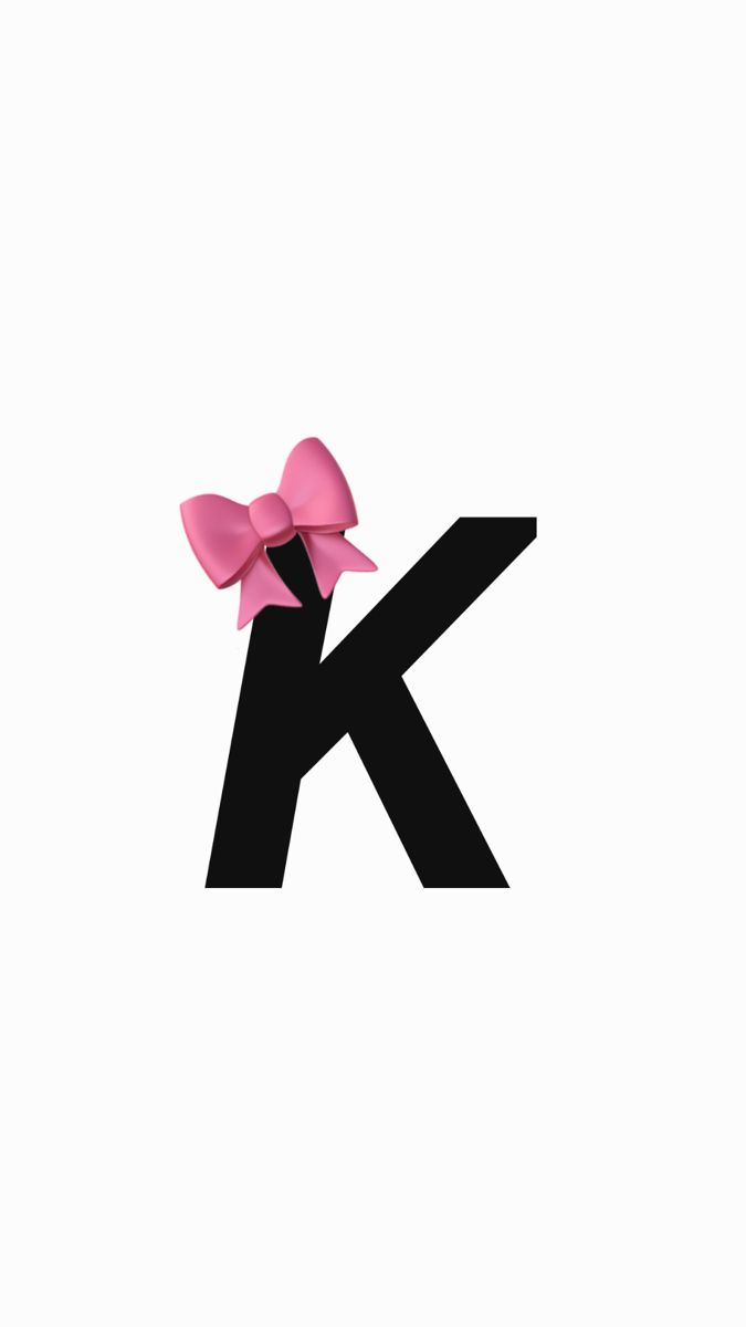 the letter k has a pink bow on it's head and is made out of black paper