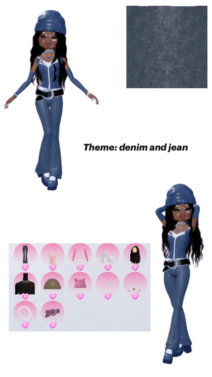 Themes: jean,denim,y2k Jean Outfit, Outfits Jeans, Jean Outfits, Dress To Impress, Denim Jeans, Hair Styles, Denim Outfits