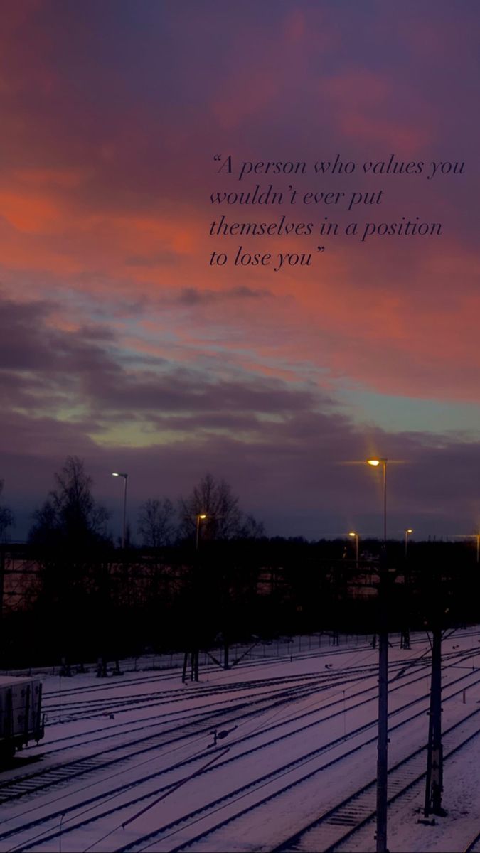 a train track with a sunset in the background and a quote written on it that says, a person who leaves you wouldn't accept