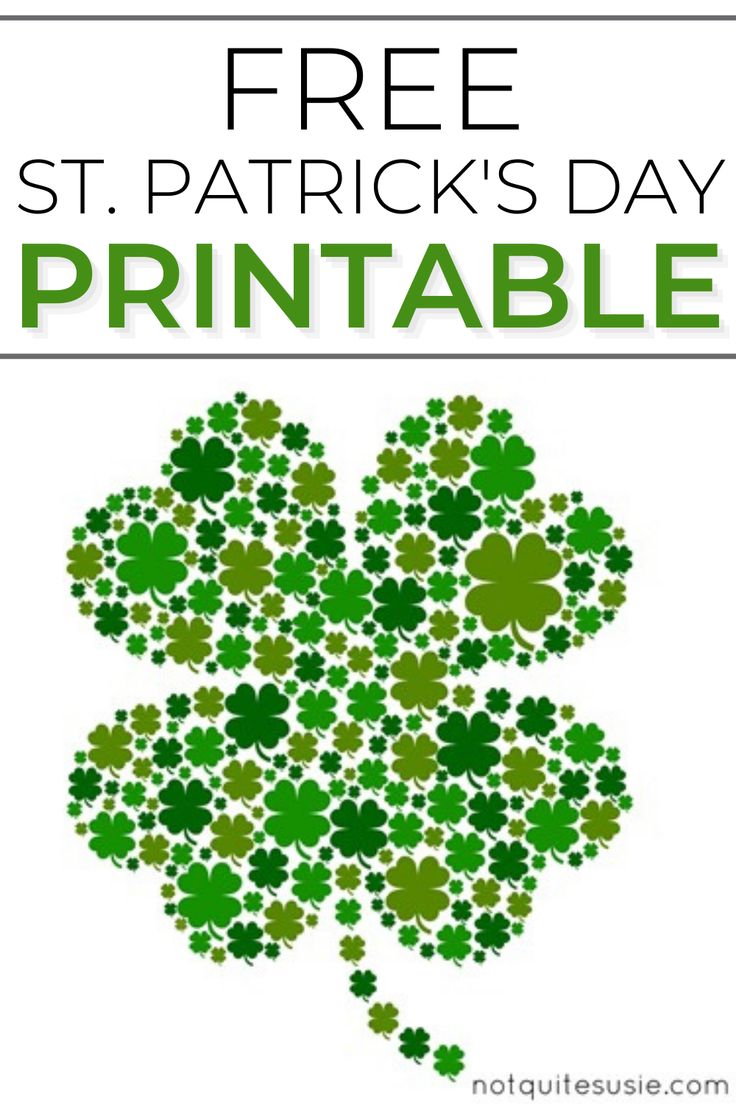 the st patrick's day printable is shown with shamrocks in green and white