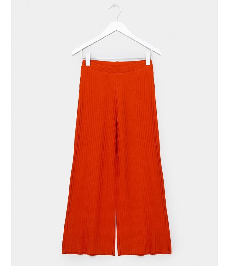 Rib Pull-On Pant Nice Things, Knit Pants, Vibrant Orange, Pull On Pants, Paloma, Cheer Skirts, Rib Knit, Wide Leg, Orange