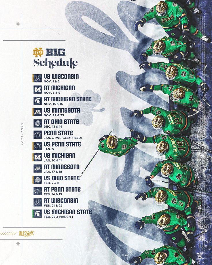 a poster with the names and numbers of different teams in green uniforms, including one for each team