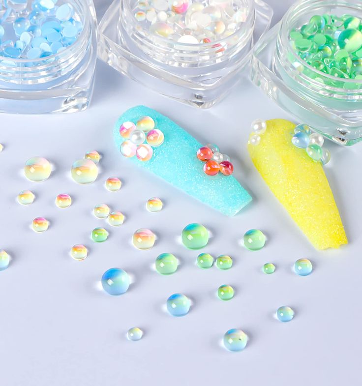 Nail Art Pearls, Nail Pearls, Charms Nails, 3d Nail Charms, Bubble Beads, Makeup Crafts, Iridescent Mermaid, Aurora Nails, Nail Jewels