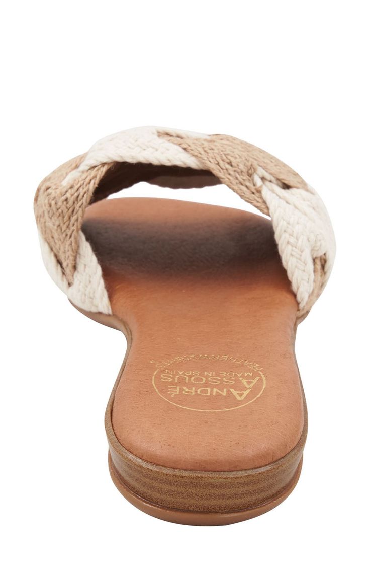 A braided strap adds bold texture to the look of this casual-chic sandal grounded by a flexible, cushioned footbed. 1" heel Featherweights™ flexible, cushioned footbed Textile upper/leather lining/synthetic sole Made in Spain Casual Braided Sandals In Natural Color, Adjustable Sandals With Braided Trim For Beach, Adjustable Beach Sandals With Braided Trim, Casual Beige Braided Sandals, Adjustable Braided Trim Sandals For Beach, Natural Sandals With Braided Adjustable Straps, Beige Braided Sandals For Vacation, Leather Sandals With Braided Trim For Beach, Natural Sandals With Braided Straps In Synthetic Material