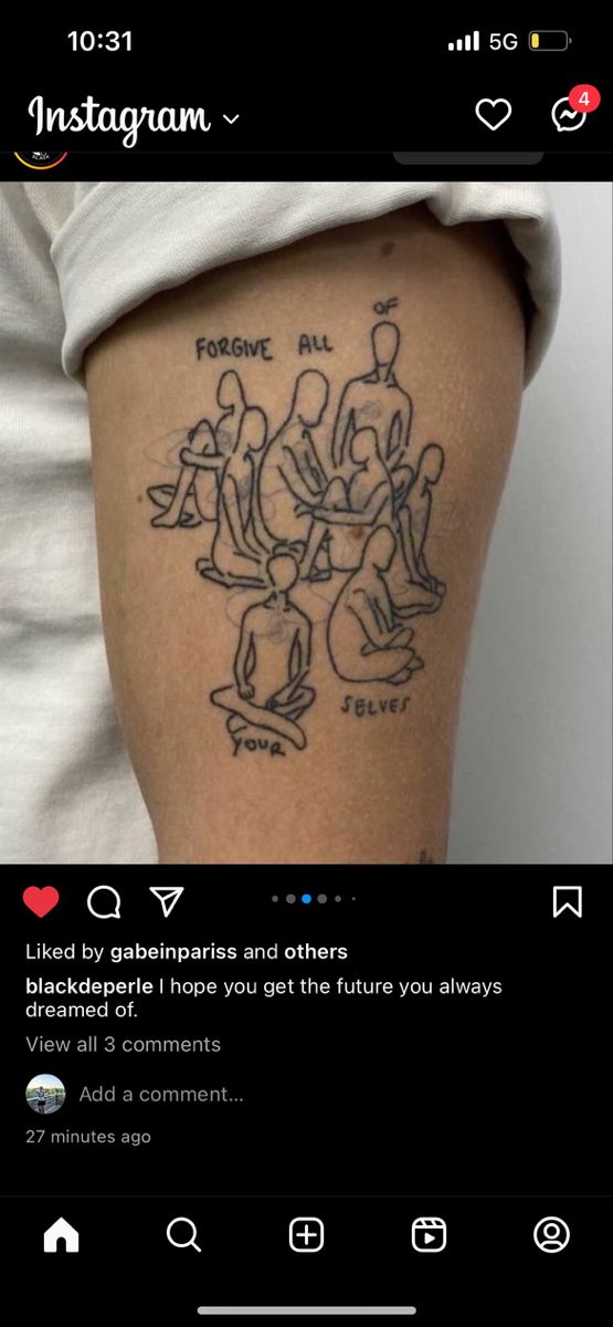 a person with a tattoo on their thigh