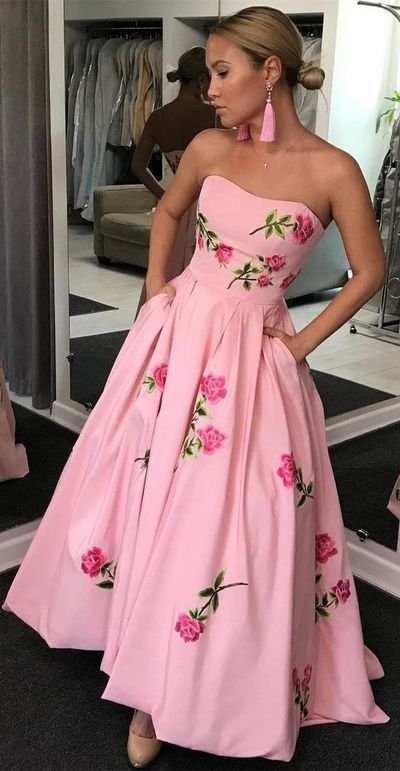 SR1461,Pink A-Line Backless Applique High-Low Jersey Prom Dresses · SheRose · Online Store Powered by Storenvy Pink Satin Prom Dress, Pink Long Prom Dress, Sukienki Maksi, Jersey Prom Dress, Robes Glamour, Prom Dresses Long Pink, Dress With Embroidery, Jewellery Inspiration, Satin Prom Dress