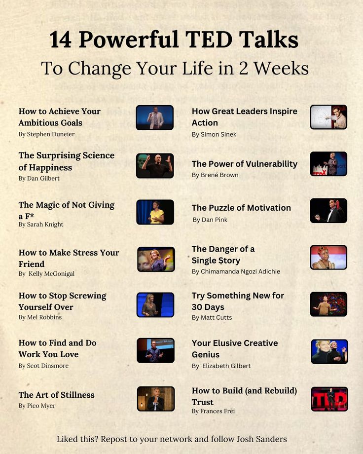 an advertisement for ted talks with the caption'14 powerful ted talks to change your life in 2 weeks '