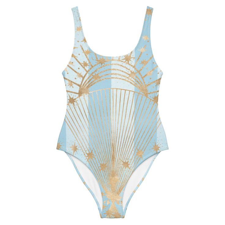 Two in one Swimsuit and Bodysuit. Put together the perfect summer outfit. Wear this as a bodysuit top with cute denim distressed shorts. Or wear as a stylish one-piece swimsuit. Celestial Energy Swim Recycled High Waist Powder Blue Baby Blue Women BikiniThis one-piece swimsuit for all figures will bring out your best features. Enjoy the smooth fabric and the flattering design, and show it off by the sea or pool! Celestial Energy Design Swim. Eco Bikini Made of Recycled fabric. Woman High Waist P Celestial Energy, Gold Swimsuit, Perfect Summer Outfit, Bodysuit Top, Swimsuits For All, Distressed Shorts, Blue Baby, Short En Jean, One Piece For Women