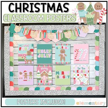 a christmas classroom poster with gingerbreads and candy canes on the front cover