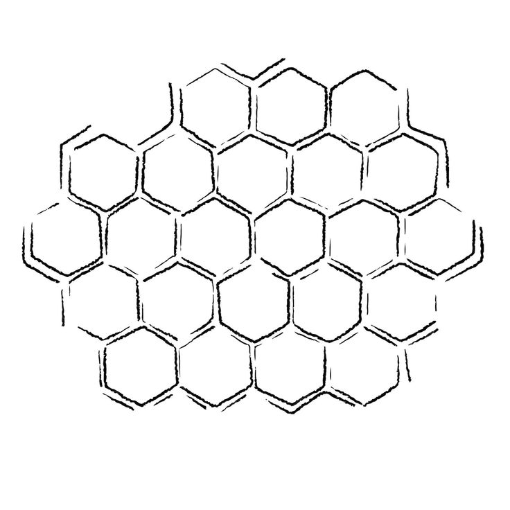 the hexagonal structure is drawn in black ink on a white background, and it looks like hexagonals