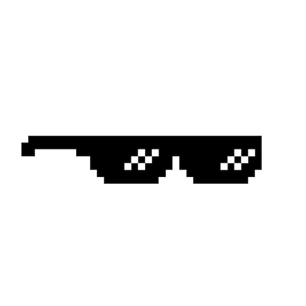 the pixel glasses are black and white with some squares on each side, as if they were from an old video game