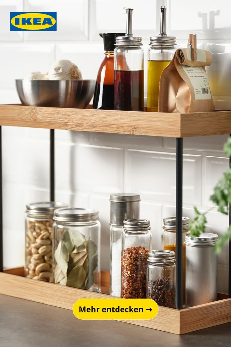 the shelf is filled with spices and condiments to make it easier for you to cook