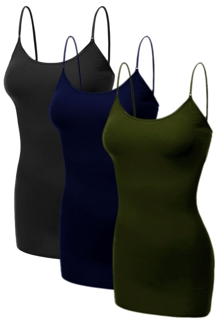 PRICES MAY VARY. Quality soft cotton blend camisole 95 Percent Cotton 5 Percent Spandex Long torso camisole for extra coverage with spagetti adjustable strap for perfect fit Stretchy comfortable fabric for extra comfort and movement Perfect for layering and wearing under other clothing Junior and plus sizes great fit for every body type Great basic layering cami tank top in junior and plus sizes. Great for exercising, going to the gym, working out, jogging, cycling, and any activity. Must have! Club Attire, Layering Cami, Long Tank Tops, Long Torso, Layered Tops, Tank Top Camisole, Womens Basic, Tank Top Cami, Bell Bottoms