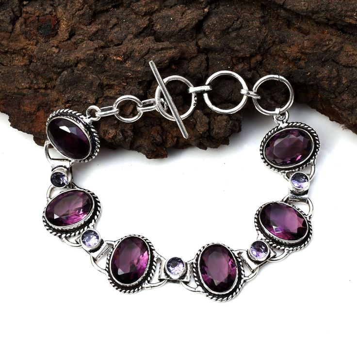 Beautifully Made Amethyst Gemstone 925 Sterling Silver Bracelet Amethyst Gemstone Bracelet  Handmade Bracelet Your Satisfaction is My Priority  Still You Have Any Confusion Regarding This Bracelet , Please Feel Free to Ask Me Anything At Anytime. I Will Feel Good to Solve your Problem. Please Also I'll Let You Know How I Ship Your Order - When You Place A Order, Please Wait For 3-5 Days For A Tracking Information .   If You Want A Gift Box You Should Mention Before Checkout in Notes and Also Mes Multi Gemstone Bracelet, Amethyst Birthstone, Birthstone Bracelet, Birthstone Bracelets, Silver Work, Amethyst Bracelet, Healing Bracelets, Bracelets For Women, Sterling Silver Bracelet