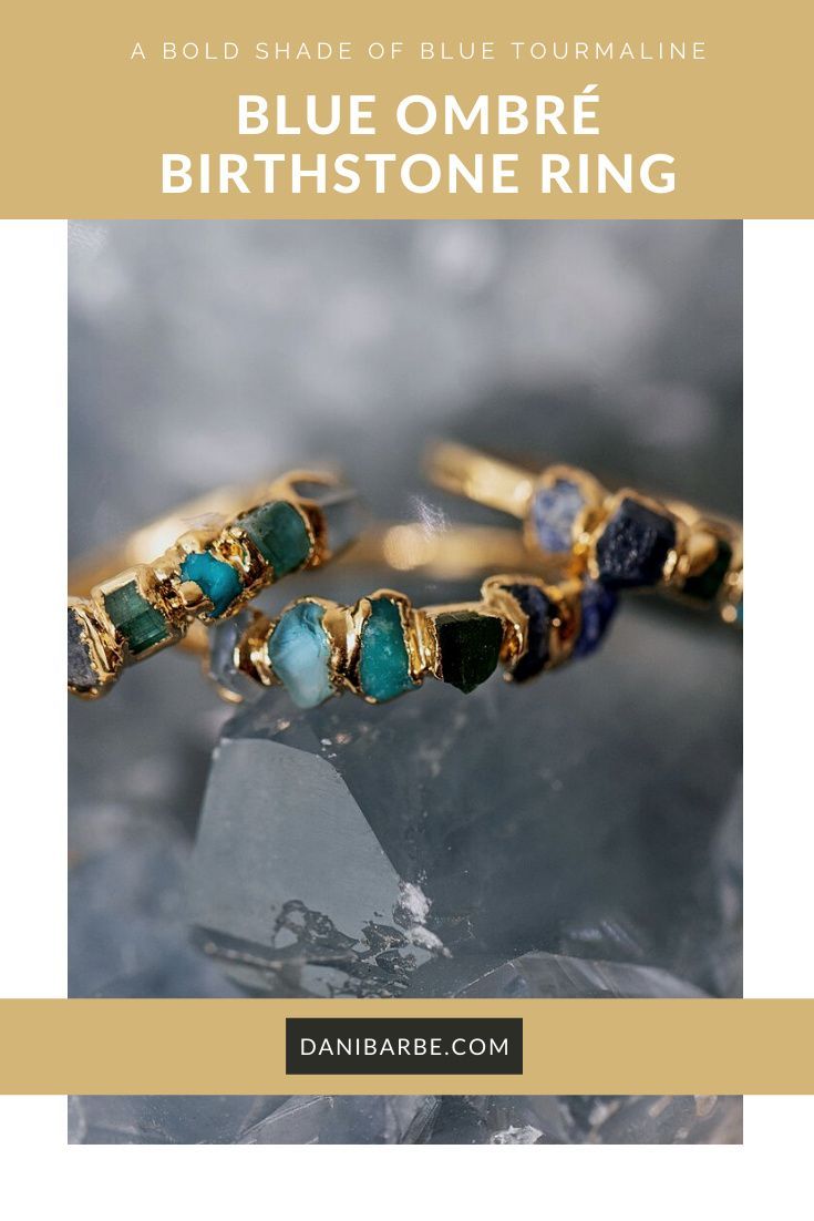 October's birthstone, Tourmaline, comes in many colors... One of them being a dazzling blue!   #danibarbe #womanowned #gemstonejewelry #crystaljewelry #gemstonejewelry #birthstonejewelry #octoberbirthstone #bluetourmaline #tourmaline Blue Emerald Rings With Gemstone Accents, Blue Multi-stone Stackable Rings As Gift, Blue Fusion Rings With Gemstone Accents, Blue Fusion Style Rings With Gemstone Accents, Anniversary Month, Citrine Birthstone, November Birthstone Jewelry, February Birthstone Jewelry, December Birthstone Jewelry