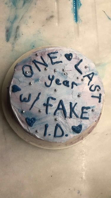 a cake with writing on it that says one last year, we faked it