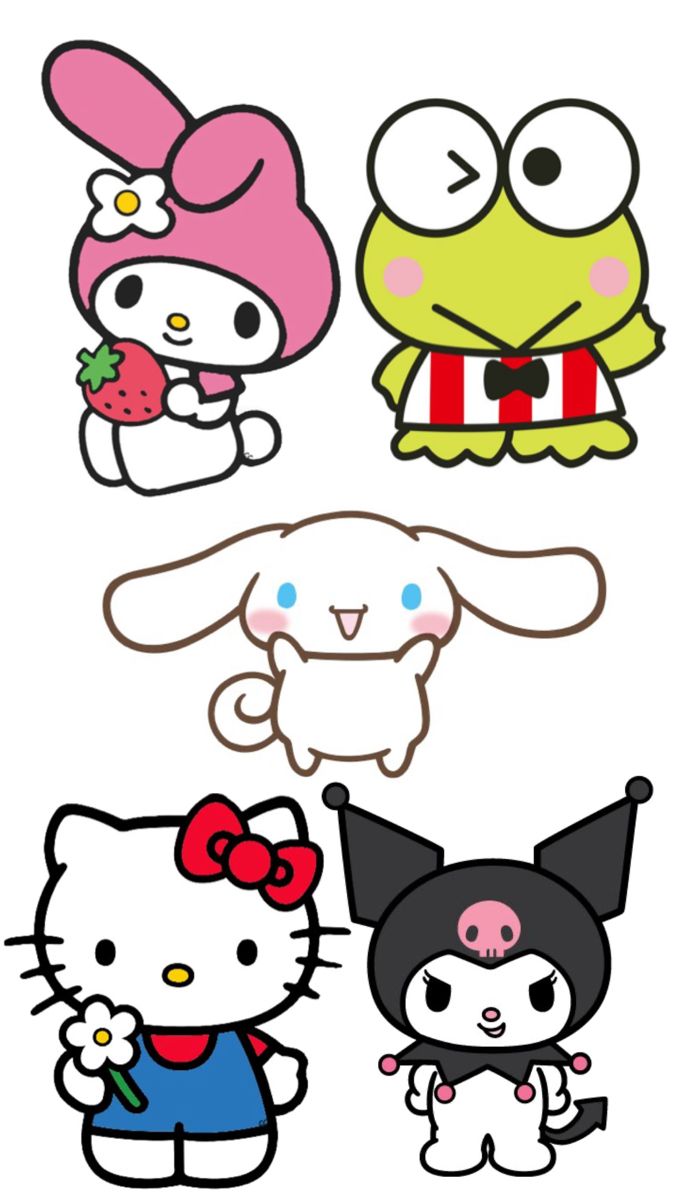 hello kitty and other cartoon characters