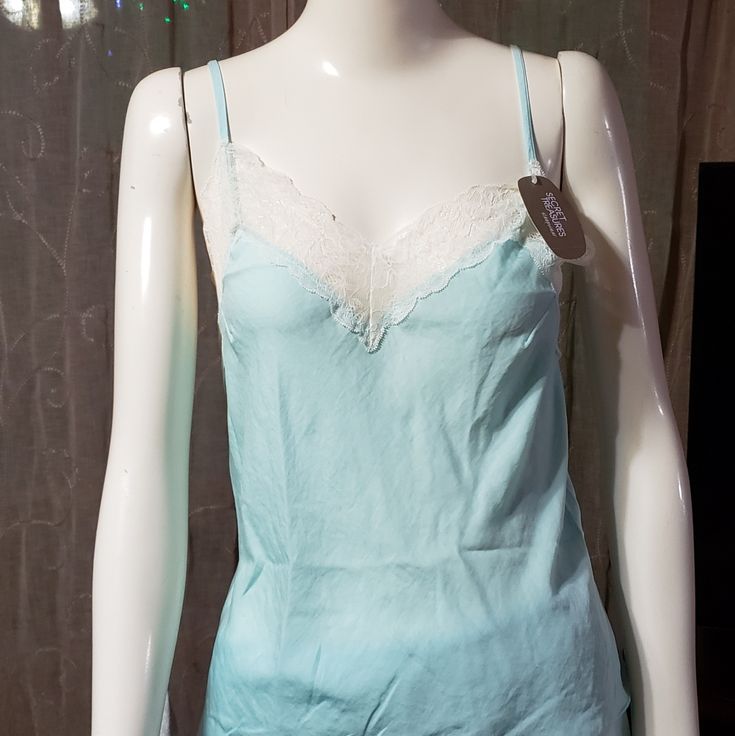 Completely New And With Tags Baby Blue Set - Cami And Shorts Satin Size Small Blue Stretch Camisole For Loungewear, Stretch Blue Camisole For Loungewear, Blue Cami Camisole For Daywear, Blue Camisole For Daywear, Blue Spring Camisole For Loungewear, Spring Blue Camisole For Loungewear, Blue Camisole For Spring Loungewear, Blue Lace Trim Camisole For Summer, Cami Set