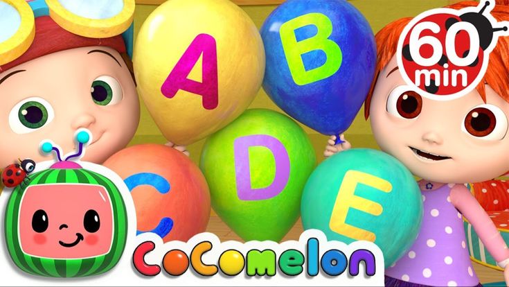 two children are playing with balloons and numbers in the nursery tv show cocomelon