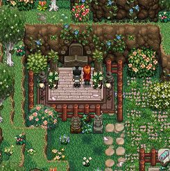 an image of a garden in the nintendo game animal crossing