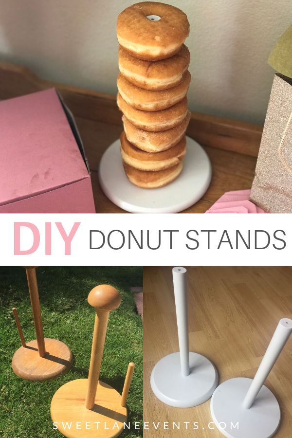 the diy donut stands are made from wood and metal