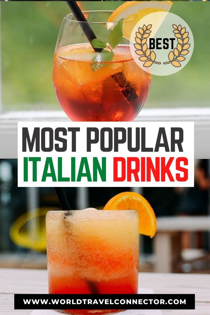 the most popular italian drinks are on display in front of a window with text overlay