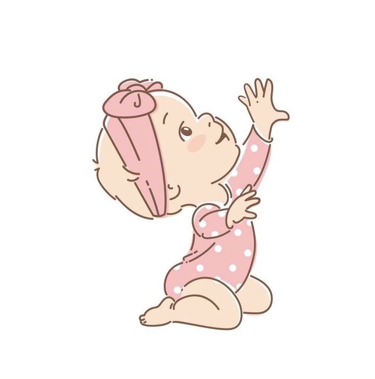 a baby girl in pink and white is reaching up to the sky with her hand