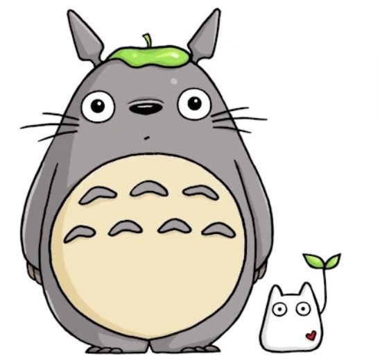 totoro and cat are standing next to each other