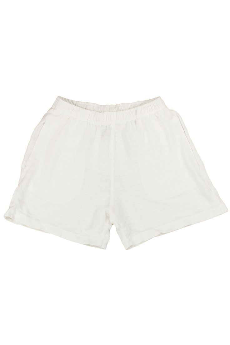 Kona 100% Hemp Short | Jungmaven Hemp Clothing & Accessories / Color: Washed White Summer Vacation Athletic Shorts, Spring Vacation Relaxed Fit Athletic Shorts, Relaxed Fit Athletic Shorts For Vacation In Spring, Relaxed Fit Athletic Shorts For Spring Vacation, Relaxed Fit Summer Athletic Shorts For Vacation, Relaxed Fit Athletic Shorts For Summer Vacation, Casual Short Leg Swim Trunks For Vacation, Casual Swim Trunks With Short Leg For Vacation, White Bermuda Shorts With Elastic Waistband For Summer