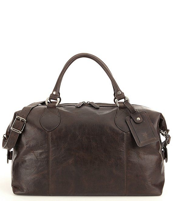 Luxury Travel Satchel With Gunmetal Hardware, Travel Brown Bags With Gunmetal Hardware, Brown Satchel With Gunmetal Hardware For Travel, Classic Brown Shoulder Bag With Gunmetal Hardware, Classic Crossbody Travel Bag, Travel Bags With Palladium Hardware In Brown, Travel Shoulder Bag With Gunmetal Hardware, Leather Overnight Bag, Leather Duffel Bag