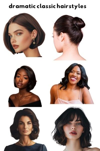 Kibbe Types Classic, Kibble Dramatic Classic, Dramatic Classic Makeup Kibbe, Classic Essence Hair, Dramatic Classic Kibbe Style Hair, Dramatic Classic Autumn, Dramatic Classic Haircut, Dramatic Classic With Natural Essence, Dramatic Classic Capsule Wardrobe