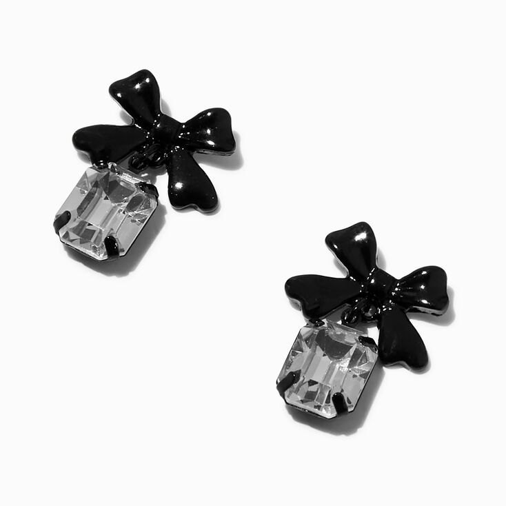 Black Bow Jewelry For Evening, Black Bow Jewelry Gift, Black Bow Jewelry For Gift, Black Bow Tie Jewelry For Party, Black Bow Jewelry For Gifts, Chic Black Jewelry With Bow, Elegant Black Jewelry With Decorative Bow, Black Bow Earrings For Party, Elegant Black Jewelry With Bow