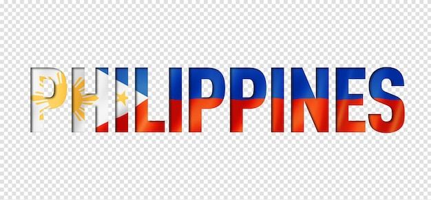 the word philippines in red, white and blue