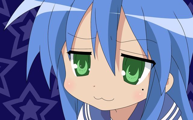 Smirk - Lucky⭐Star ~ DarksideAnime Blue Hair Green Eyes, Lucky Star Konata, Lucky Star Anime, Izumi Konata, Baby Blue Hair, Anime Puppy, Anime Openings, Short Blue Hair, Konata Izumi