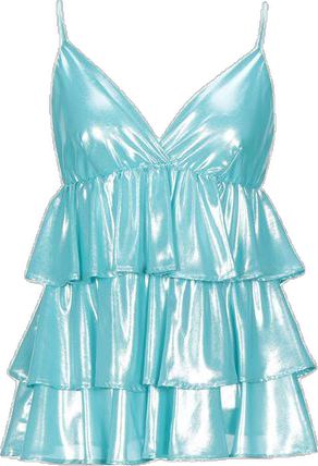 Satin Laminated effect Ruffles Solid color Deep neckline Sleeveless No pockets Turquoise Clothes, Taylor Outfits, Taylor Swift Tour Outfits, Color Turquoise, Deep Neckline, Hoco Dresses, Online Tops, Dream Clothes, Shirts & Tops