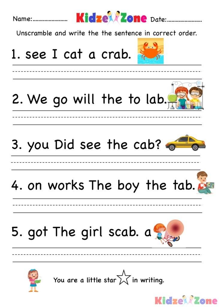 worksheet for children to learn how to read the sentence