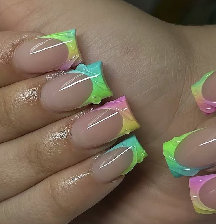 Neon Acrylic Nails, Green Acrylic Nails, Acrylic Toe Nails, Airbrush Nails, Colored Acrylic Nails, Girly Acrylic Nails, French Tip Acrylic Nails, Short Square Acrylic Nails, Acrylic Nails Coffin Pink