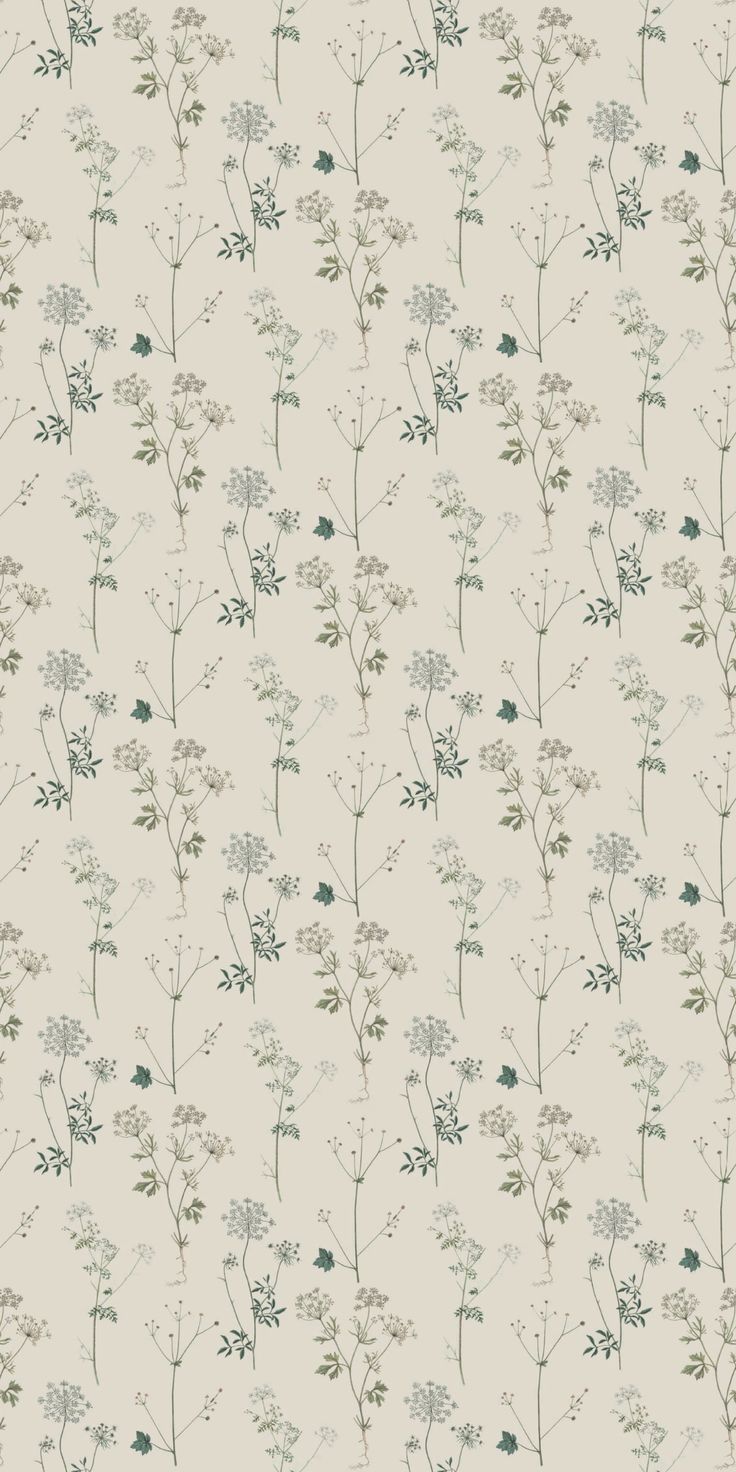 an image of a wallpaper with flowers and leaves on the back half of it