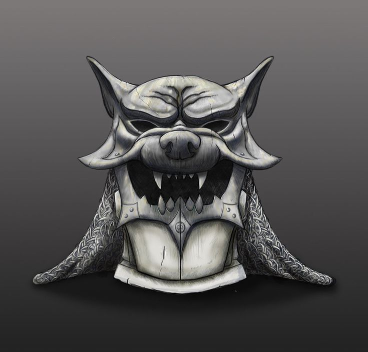 an animal mask with horns and fangs on it's face is shown in this image