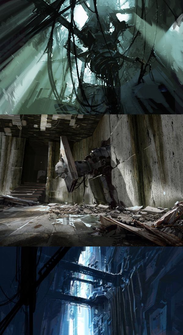 the concept art for an upcoming sci - fi film is shown in three different stages