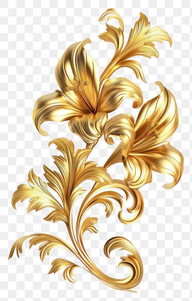 golden flowers on a white background with no background, hd png and psd