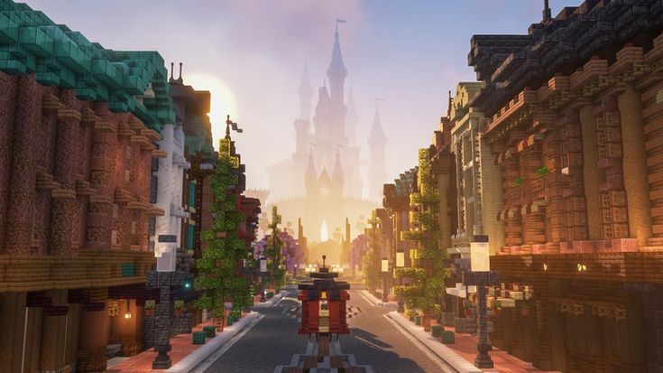 an image of a city street in minecraft