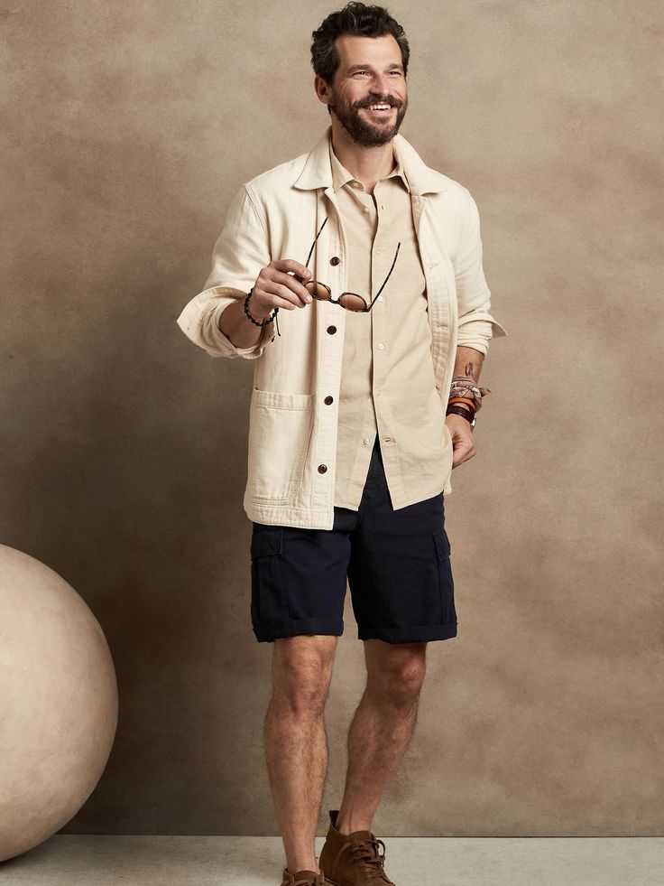 Perfect for explorations remote and routine, this classic cargo short is crafted from a soft-yet-sturdy blend of linen and cotton, a travel companion we find is always welcome in warm weather.  Zip fly with button closure.  Belt loops.  Slider tabs a Cargo Short, Travel Companion, Cargo Shorts, Warm Weather, Cotton Linen, Fashion Casual, Banana Republic, Trench Coat, Fashion Inspo